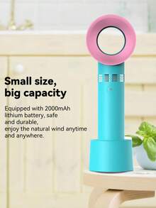 1 件 USB 可充电无叶手持风扇 - 便携式迷你台扇，3 档速度，适合旅行、露营、办公室和卧室使用