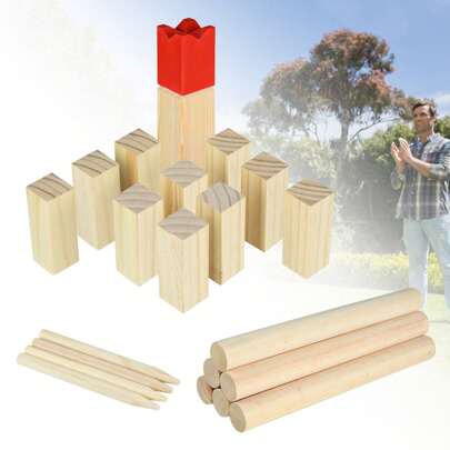 VA-Cerulean Viking Game Wooden Throwing Game Set Kubb Game With Carrying Bag Viking Chess Garden Games Wooden Games Outdoor Games Fun