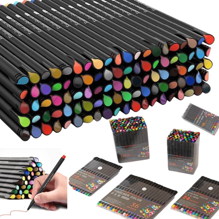 12-100Pcs/Set Art Colored Pens Point Pens For School Office Adult Coloring Book Journals Drawing Doodling Art Markers Fine Tip Drawing Fineliner For Journaling Writing Note Office Back To School