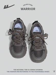 Women's Thick Sole Casual Chunky Sneakers, Lace-Up, Outdoor Running Comfortable Non-Slip Durable 2024 New Shoes - Olive Green - View 4