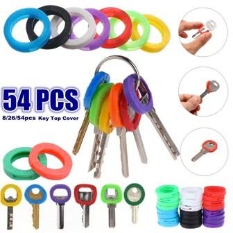 8/26/54pcs Hollow 11 Color Rubber Soft Key Locks Keys Cap Key Covers Topper Keyring Key Accessories
