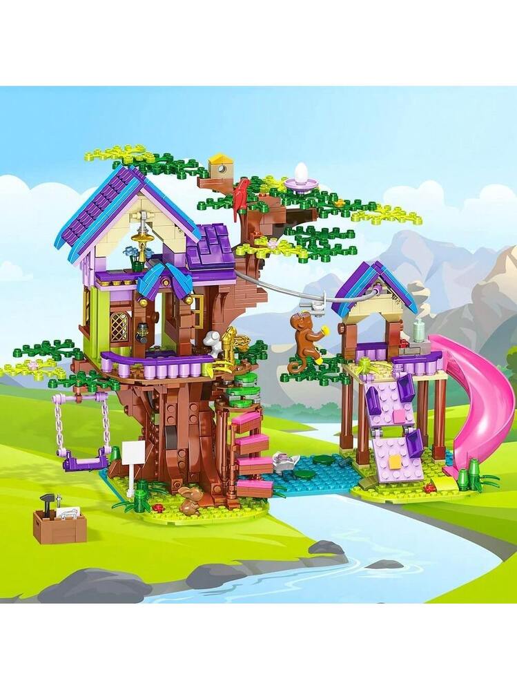 CUBIMANA Giocattoli da costruzione per case sull'albero con luce LED - 618 pezzi Set da costruzione per case sull'albero, Set da costruzione per case a 3 piani, Regali per bambini Ragazze Ragazzi
