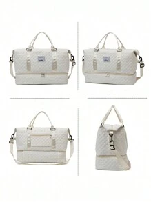 2件套大容量旅行手提包，干湿分离健身包，周末过夜单肩包，医院必备妈妈包，旅行包，度假包，周末包，过夜包，带拉杆，鞋仓，随身包，化妆品收纳包，适用于行李箱，健身包，旅行手提包，个人包，大学包，行李包，周末包，医院包，冬季包，学习用品包 - 米色 - 查看 3