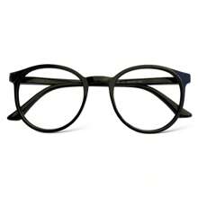 Men's Round Flexible Frame Glasses - Black - View 4
