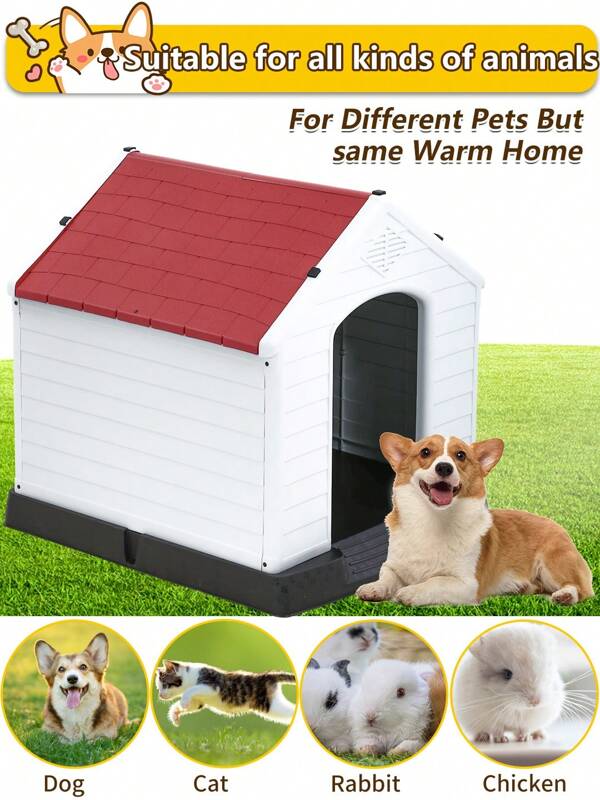 Extra Large Pet House 28 Inches Dog House Outdoor Dog Kennel Waterproof Dog House Insulated Pet House Durable Plastic Puppy Shelter Kennel For Small And Medium Pets