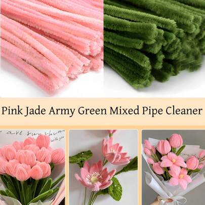 200pcs Mixed Color Pipe Cleaners, Pipe Cleaners Army Green, Mixed Pipe Cleaners Kit, Chenille Stems Crafting Pipe Cleaners, Craft Pipe Cleaners, Multi-Color Craft Pipe Cleaners Bulk For DIY Art And Craft Projects, Craft Supplies, Chenille Stems,DIY Art Creative Crafts, 12inch X 6mm
