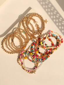 18 件/套手工串珠波西米亚风格时尚个性化堆叠彩色手链套装，适合女性派对和日常佩戴 - 彩色 - 查看 8