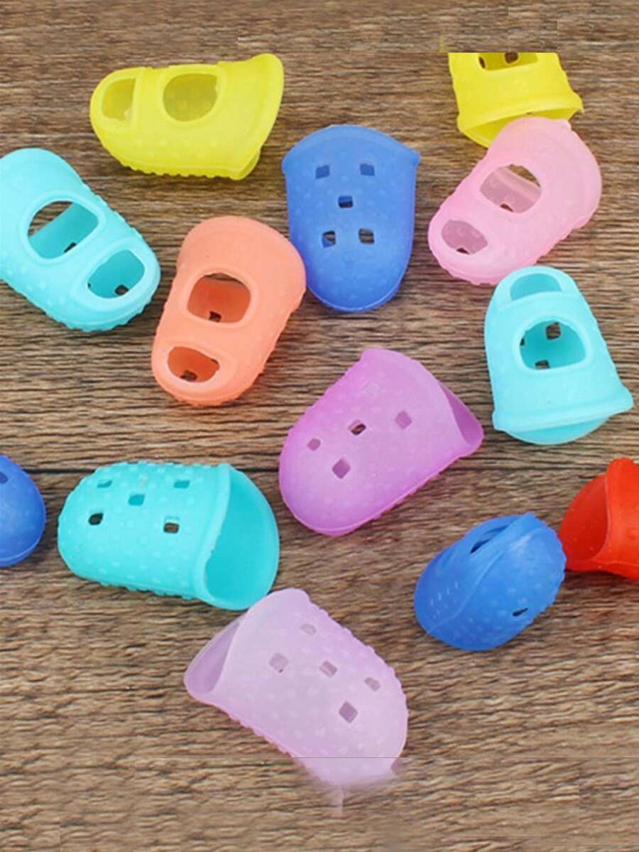 5pcs/Set Thickened Universal Fingertips Guards Silicone Guitar String Finger Protectors Wear-Resistant Non-Slip Thimble Finger Pads - Multicolor - View 1