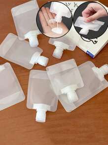 1/5/10pcs Travel Bottles Portable Lotion Packing Bags Fluid Makeup Packaging Bag Cosmetic Shampoo Suction Bag Waterproof Leak-Proof Squeeze Pouches Airline-Friendly Ideal Travel Organizer For Shampoo Conditioner Lotion Body Wash Travel Essential For Beach Summer Vacation Back To School (50ml) - Clear - View 1