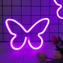 1 个霓虹灯 LED 夜灯，USB 或 3 节 AA 电池供电，墙壁/桌面装饰，适用于派对、圣诞节、生日、情人节、女孩房间、宿舍、庆典、婚礼（不含电池） - 多色 - 查看 30