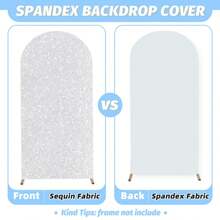 5ft, 6ft, 6.6ft, 7.2ft, Silver Arched Set Sequin Background Cover Circular CHIARA Background Cover Wedding Birthday Party Photography Decoration (Not Included In Arch Frame) - Silver - View 4