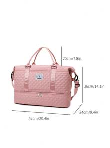 2pcs/Set Large Capacity Travel Tote Bag, Wet & Dry Separation Gym Bag, Weekend Overnight Shoulder Bag, Hospital Diaper Bag, Travel Bag, Vacation Bag, Weekend Bag, Overnight Bag, With Trolley Strap, Shoe Compartment, Carry-On Bag, Cosmetic Organizer, Suitable For Suitcase, Gym Bag, Travel Tote, Personal Bag, College Bag, Luggage Bag, Weekend Bag, Hospital Bag, Pink Winter Bag, School Supplies Bag - Pink - View 8