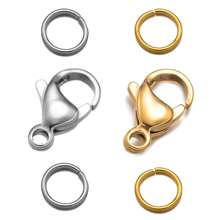 20 Stücke 304 Edelstahl Karabiner Verschlüsse mit 40 Stücke 7mm Binderinge für Ohrringe, Armbänder, Halsketten, Anhänger, Schmuck-DIY Herstellung