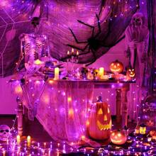 KBO JMEXSUSS 600 LED Christmas String Lights Outdoor, Orange And Purple Lights Clear Wire, Christmas Twinkle String Lights Plug In For Tree Christmas Decorations - Orange and Purple - View 2