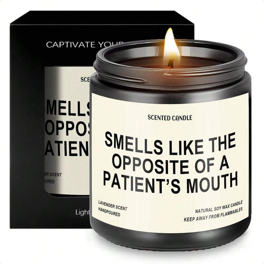 Funny Dentist Scented Candle Gift - Smells Like The Opposite Of A Patient's Mouth Candle, Unique Thank You Appreciation Gift For Home Office School Dentists Dental Hygienist Pros On Birthday Graduation Retirement Christmas Stocking Stuffers - 黑色 - 查看 1