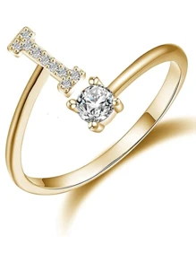 Anillos con letras ajustables para mujeres y adolescentes, anillo abierto minimalista con inicial para mujeres y hombres, anillo de letra en inglés personalizado 26, anillo de dedo delicado de acero inoxidable, regalo de pareja y amigo, accesorios de joyería de moda