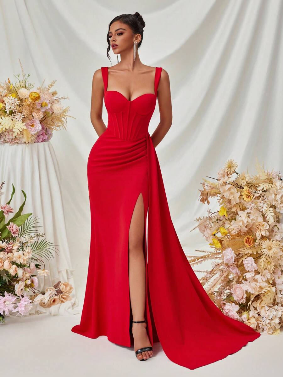 ADYCE 优雅纯色高开衩正式礼服，适合派对/晚宴、正式晚礼服、婚礼宾客、毕业典礼、宴会、鸡尾酒会、圣诞派对、感恩节等场合。