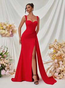 ADYCE 优雅纯色高开衩正式礼服，适合派对/晚宴、正式晚礼服、婚礼宾客、毕业典礼、宴会、鸡尾酒会、圣诞派对、感恩节等场合。