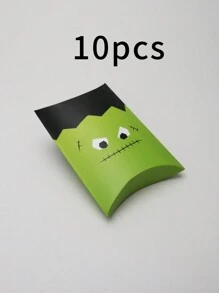 5 piezas/10 piezas Cajas de regalo con forma de almohada para Halloween para tarjetas de regalo, dulces, galletas, regalos, detalles de fiesta hechos a mano, decoración de aula, fiesta escolar, decoraciones de Halloween, decoraciones del hogar para Halloween, fiesta de Halloween, bolsa de Halloween, fiesta de Halloween - Papel - Ver 10