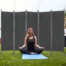 VA-Cerulean Outdoor Folding Screen Privacy Partition Wall 1-Part/2-Part/4-Part/5-Part 185x180cm/275x180cm/225x180cm/280x180cm Room Divider With Flat Feet Anti-UV Weatherproof For Garden Balcony Office, Anthracite/Beige - 深灰色 - 查看 6