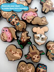 11 件树懒系列鞋饰，适用于木屐凉鞋，鞋饰优质流行饰物配饰，适合青少年、男女和成人的绝佳礼物，可爱的鞋饰配饰，适合春夏海滩或日常穿着的男女鞋 - 彩色 - 查看 2