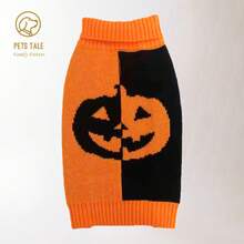 Pets Tale Yin Yang Ghost Face Dog Sweater - Halloween Edition - Orange - View 7