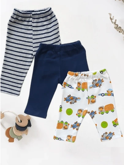 Conjunto De 3 Pantalones Multicolor Para Bebé Niño