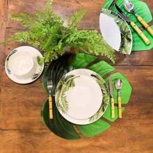 New 24 Piece Stainless Steel Cutlery Set, Bowling Handle Bamboo Handle - Màu vàng - Xem 1