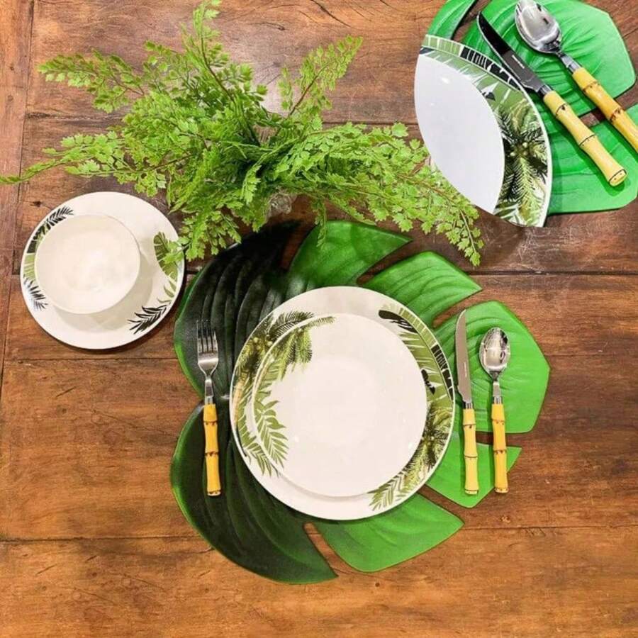 New 24 Piece Stainless Steel Cutlery Set, Bowling Handle Bamboo Handle - Màu vàng - Xem 1