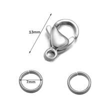 20 Stücke 304 Edelstahl Karabiner Verschlüsse mit 40 Stücke 7mm Binderinge für Ohrringe, Armbänder, Halsketten, Anhänger, Schmuck-DIY Herstellung