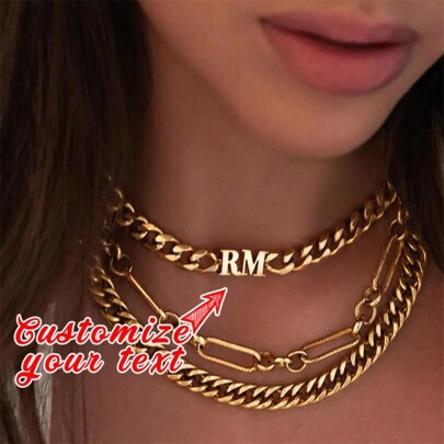 1 Stück vergoldeter 18K Goldener personalisierter Namensanhänger Halskette, 8mm Kette, Choker Namenskette, Fette Namenskette, Goldene Namenskette, personalisierte Halskette als Muttertagsgeschenk für Sie, Geschenk zum Valentinstag