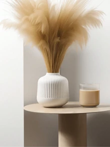 1pc White Plastic Flower Vase Decor, Dried Flower Vase, Suitable For Flower Arrangement, Home Decor, Dining Table Decor, Bedroom Decor, Wedding Decor Rama Decoration Gifts Birthday Graduation