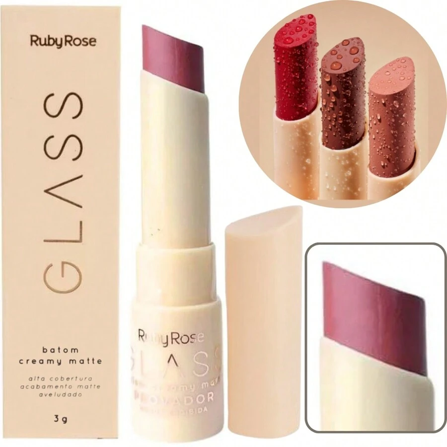 Cremy Matte Glass Ruby Rose Velvety Water Resistant Lipstick - GL01 - Xem 1