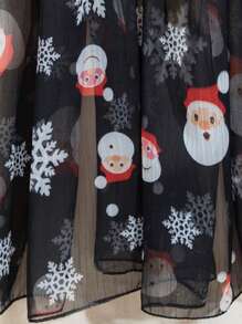 1 条圣诞主题围巾，可爱圣诞老人/雪花/驯鹿/圣诞树数码印花围巾，派对装饰轻便透气围巾