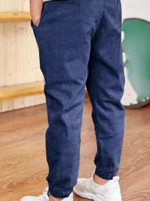 2 件青少年男孩休闲运动户外工装裤，带口袋，夏季和春秋季 - 黑色 - 查看 5