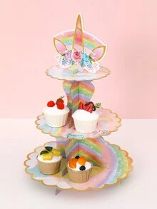 1Pc 3 Tầng Rainbow Unicorn Cupcake Cake Stand, Đồ dùng tiệc tiết lộ giới tính, Đồ trang trí tiệc theo chủ đề kỳ lân, Đế đựng bánh cupcake bằng bìa cứng, Tháp bánh cupcake cho đồ dùng tiệc, Đồ trang trí bánh DIY sáng tạo, Giáng sinh - Nhiều màu - Xem 4