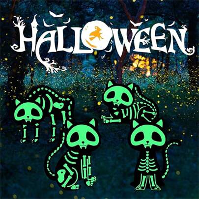 Halloween Outdoor Decoration, Black Cat Yard Sign With Stakes, Cat Silhouette With Glow-In-The-Dark Skeleton, Horror Silhouette With Glow-In-The-Dark Eyes, Corrugated Plastic, Waterproof Lawn Decor, Suitable For Kids And Family Gatherings
