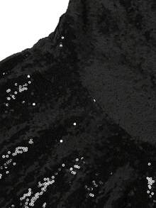 Women's Elegant Sequin Strapless Short Mini Party Dress For Banquet And Gala, Semi Formal Prom Dress, For Birthday, Wedding Guest, Graduation Homecoming - Black - View 4