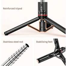 Stable Selfie Stick Tripod With Fill Light, 44 Inch Extendable Selfie Stick With Wireless Remote And Tripod Stand 360 Rotation For IPhone 15/14/13/12/11 Pro/XS Max/XS/XR/X/8/7, And Smartphone - 黑色 - 查看 7