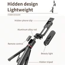Stable Selfie Stick Tripod With Fill Light, 44 Inch Extendable Selfie Stick With Wireless Remote And Tripod Stand 360 Rotation For IPhone 15/14/13/12/11 Pro/XS Max/XS/XR/X/8/7, And Smartphone - 黑色 - 查看 4