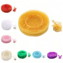50/100pcs Organza Round Gift Bags, 26cm Diameter, Flower Shaped After Tied, Suitable For Christmas Gift Packaging, Halloween Candy Bags, Wedding Party Favors, Jewelry Packaging, Drawstring Design For Easy Use. 100pcs White Organza Gift Bags, 26cm Diameter, Flower Shaped After Tied Only Selling The Packaging Bags, Not Including Other Products In The Photo, The Photo Is The Actual Product Shot, Handmade With Minor Size Variations, Christmas