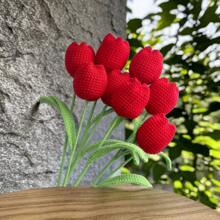 1pc,DIY Crochet Tulip Gift, DIY Artificial Flowers Bouquet Handmade Knitted Tulip Bouquet Crochet Flower Bouquet Gift For Women, Valentine Day, Gift Gifts Birthday Graduation - Multicolor - View 17