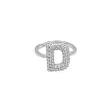 1pc New Cubic Zirconia 26 Letter Finger Ring Silver Plated Women Fashion Jewelry Letter Initial Wedding Rings