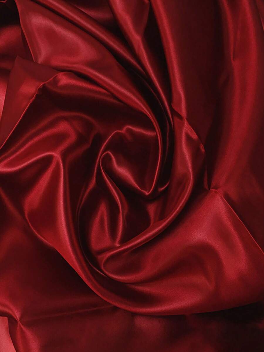 1 pieza de tela de satén, material de seda simulada para boda, costura, DIY - Burdeos - Ver 1