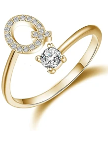 Anillos con letras ajustables para mujeres y adolescentes, anillo abierto minimalista con inicial para mujeres y hombres, anillo de letra en inglés personalizado 26, anillo de dedo delicado de acero inoxidable, regalo de pareja y amigo, accesorios de joyería de moda