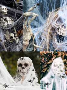100g/40g Spider & Small Spiders Halloween Spider Web Spider Silk Spider Party Haunted House Decoration Props - Multicolor - View 1
