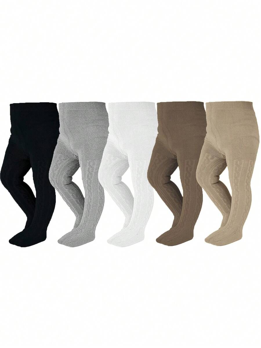 5 件套秋冬季婴儿针织紧身裤 - 彩色 - 查看 1