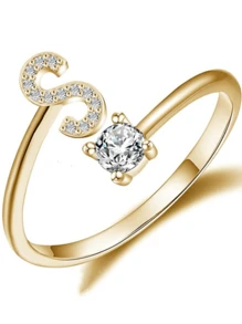 Anillos con letras ajustables para mujeres y adolescentes, anillo abierto minimalista con inicial para mujeres y hombres, anillo de letra en inglés personalizado 26, anillo de dedo delicado de acero inoxidable, regalo de pareja y amigo, accesorios de joyería de moda
