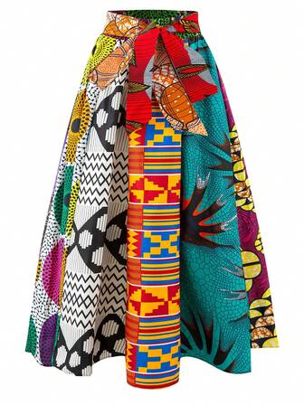 African Ankara Skirt For Women Mix Wax Random Print