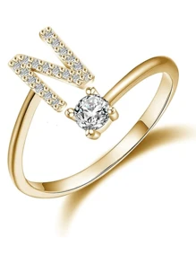 Anillos con letras ajustables para mujeres y adolescentes, anillo abierto minimalista con inicial para mujeres y hombres, anillo de letra en inglés personalizado 26, anillo de dedo delicado de acero inoxidable, regalo de pareja y amigo, accesorios de joyería de moda